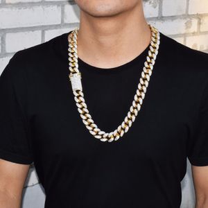 Mäns 20mm Heavy Iced Zircon Miami Cuban Link Necklace Choker Bling Bling Hip Hop Smycken Gold Silver Chain 18 