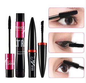 3sets/lot 4D Silk Fiber Mascara Eyelash Volume Lengthening Black Eye Lashes Extension Makeup Ink Rimel Waterproof Mascara Kit