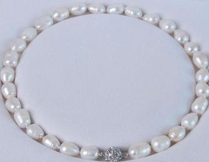 Большой 11-13 мм подлинный натуральный белый Akoya культивированный жемчужное ожерелье Магнит Застежка 18