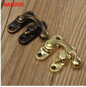 10PCS NAIERDI Small Antique Metal Lock Decorative Hasps Hook Gift Wooden Jewelry Box Padlock With Screws For Furniture Hardware