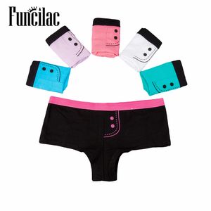 FUNCILAC Frau Unterwäsche Höschen Frauen Boxer Baumwolle Gedruckt Shorts Damen Knickers Boyshort für Frauen 6 teile/los