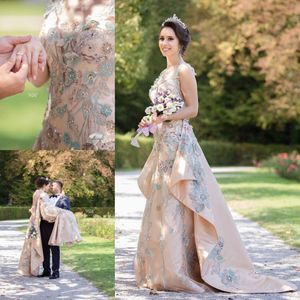 Modest Mermaid Wedding Dresses With Detachable Skirt Sleeveless Jewel Neck Arabic Bridal Gowns Lace Appliqued Beaded Plus Size Vintage Dress