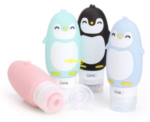 100pcs/lot Newest 90ml Penguin Empty Silicone Travel Packing Press Bottle For Lotion Shampoo Bath Cont