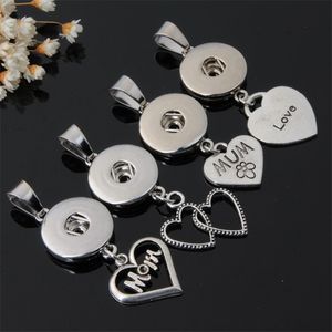Hair Accessories Heart Love Mom Necklace Pendant Noosa Ginger Snap Button Chunk DIY Jewelry Fasion 12pcs