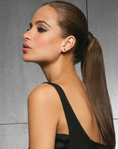 100% naturliga humana ponytails Clip In On Hair Extensions Pony Tail 24inch 120g Silky Rak hårstycken Mer 4 färger Valfritt