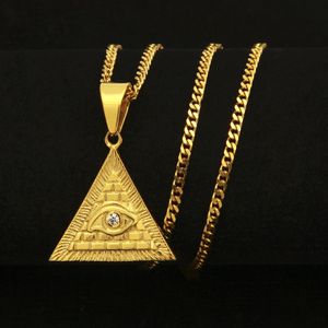 Hip Hop Chains Anniyo Egipskie Piramidy Naszyjniki Dla Kobiet, Kolor Złoty Egipcjanie Oko Horus Biżuteria Egipt Eye Amulet / Hieroglyphics