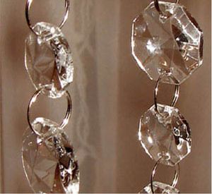 Crystal Garland / Strand 10 meter / Lot, 14mm Octagon Crystal Pärlor anslutna med 12mm ringar för bröllopsdekorationer