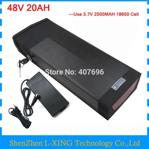 48V 20AH Lithium battery packs 48V 20AH rear rack battery with tail light and USB Port 30A BMS 54.6V 2A Charger Free shipping