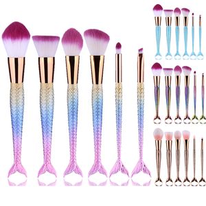 Professionelle 5 Teile / satz Meerjungfrau Make-up Pinsel Set Foundation Blending Puder Lidschatten Kontur Concealer Blush Kosmetik Make-Up-Tool