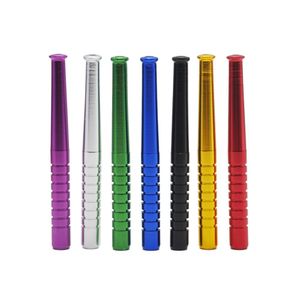 RICH DOG 78MM Baseball Shape Metal Smoking Pipes Bat Straight Type Mix Color Glass One Hitter Wholesale