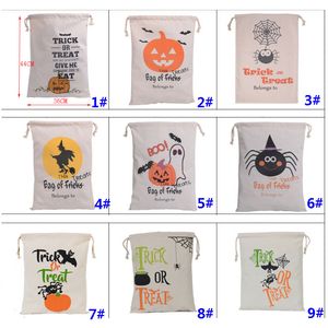 Halloweenowe torby dyniowe na płótnie sznurek świąteczny prezent wrap torby sztuczki lub traktować drukowane festiwal party wystrój wzorów HH7
