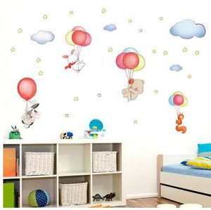 Cartoon tier ballon wolke wandaufkleber kinder baby schlafzimmer kinderzimmer wohnkultur wandtattoo adesivos de parede