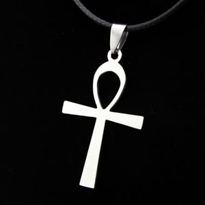 12pcs Fashion Ankh Key Stainless Steel Pendant Necklace Egyptian Mysterious Symbol Amulet Necklaces For Men Women Gift Ancient Anka Cross Rock Bijoux Wholesale