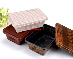 300pcs / mycket kreativ träkornsdesign Engångsmatbehållare mellanmål Förpackningslådor Mikrovågsugn PP Bento Box F051406