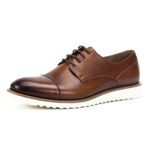 Moda uomo in vera pelle derby traspirante calzature punta tonda uomo fatto a mano piattaforma piatta vestito formale scarpe da festa