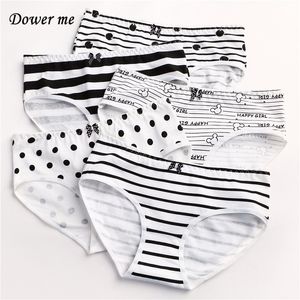 Free Shipping Summer Breathable Ladies Briefs 12 lot Low-rise Stiped Bow Black White Women Panties Girl's Underwears W033