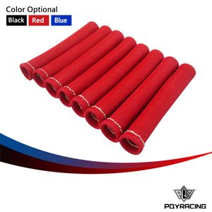 PQY - 8PCS / Lot Universal Fiberglass Tändstift Värmesprotektor Sleeve Sleeving Bränsle A / C Oljeledning Ledning 6'Black, röd, blå SPH11