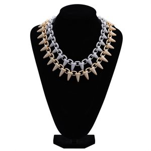 Big Studded Mens Chain Spike Collana Choker18mm Oro 18 carati placcato Zirconia Punk Hip Hop Rapper Gioielli con diamanti pieni Regali per ragazzi all'ingrosso