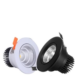 Dimmable 10W COB Встраиваемый светодиодный точечный свет водить потолка вниз лампа Белый корпус / черный корпус AC110V AC220V