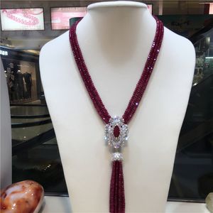 vendita calda naturale giada viola micro intarsio zircone chiusura nappa collana lunga catena maglione gioielli di moda