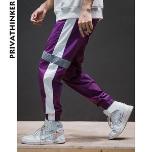 Sida Stripe Harem Byxor Män 2019 Mens Streetwear Reflekterande svarta Sweatpants Man Koreanska Fashions Casual Joggers