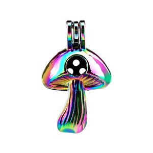 10pcs/lot Rainbow Color Mushroom Beauty Beads Cage Locket Pendant Diffuser Aromatherapy Perfume Essential Oils Diffuser Floating Pom