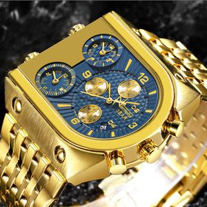 Homens Big Dial Top Marca de Quartz Pull WristWatches Gold Creative Negócios de Aço Inoxidável Relógios Homens Relogio Masculino 2018