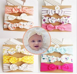 8 Style Baby girl INS Headband hair accessories Knot Bows Bunny band Birthday gift Flowers Geometric Print 3pcs/set TO550