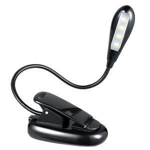 Gadget Flexibel bärbar 4 LED Clip-on Clip Musik Stativ Boka Ljuslampa Läsrum Sovrum för Kindle Laptop PC DHL FedEx EMS Gratis Ship