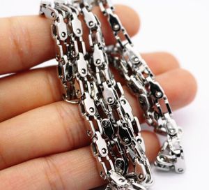 free shipping 10pcs Lot wholesale on sale stainless steel silver Motorcycle chain biker chain necklace women men 5mm wide 18-32''