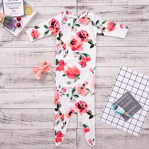 Ins infantil do bebê Swaddle Sacos de Dormir Bebés Meninas Florals Tops Sack Cobertor Dormir com Headband bebê recém-nascido Cotton sono Sack 4070