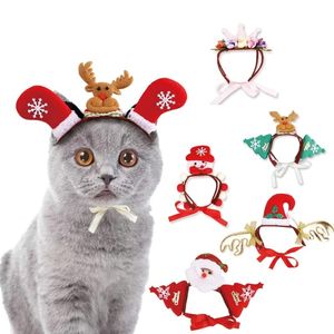 Tocado navideño para mascotas, bonito tocado navideño de alce para mascotas, cubierta para la cabeza de perro y gato, sombrero divertido para Halloween