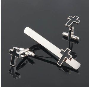Черный крест дизайн зажим для галстука запонки латунь материал мужские запонки маленький подарок на день отца деловой человек