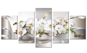 Amse искусство орхидеи холст Живопись печать стены искусства абстрактного искусства линия фон белые цветы для семейной жизни декоративные без рамки