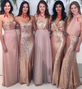Syrenka Wiele Stylów Rose Bóg Cekiny Druhna Dresses Różnicy Style tego samego koloru
