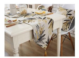 Leaf Polyester Hotel Restaurant Table Runner Cloth American Style Table Runners Modern