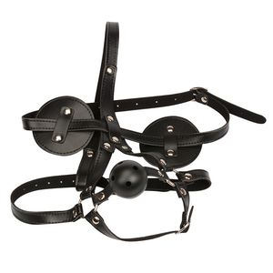 Head Harness Bondage Sexleksaker Mask med munboll gag BDSM Erotisk läderband Män Vuxen SM-spel för par