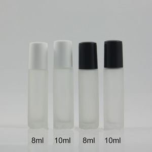 8 ml 10 ml Buzlu Cam Kozmetik Şişe Taşınabilir Roll-on şişeler Uçucu yağ Parfüm Konteyner Çelik / cam Rulo Topu F1124