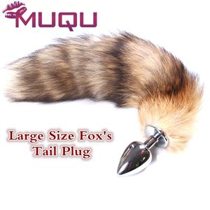 Large Size Long Metal anal toys Fox tail Anal Plug erotic toys Butt Plug sex toys for woman and men sexy Buttplug adult sex toy Y1893002