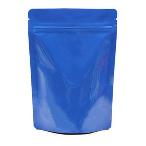 50шт / много 13x18cm синий Стоьте вверх застежка-молния глянцевый чистый алюминиевой фольги упаковочный пакет сумки чистый фольги майлара мешки resealable мешок для хранения продуктов питания мешки