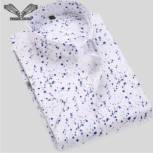 Visada Jauna 2017 새로운 도착 남성 셔츠 유행 캐주얼 남성 브랜드 의류 인쇄 슬림 캐미사 사회 masculina 4XL N1308