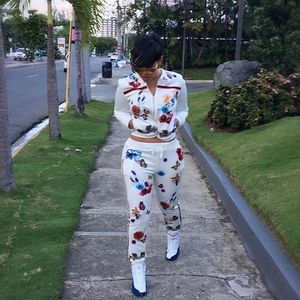 Rompers European Shipper Printed Women Bodysuit Bemsuits Autumn Sleeve Long Ladage Sexy Bemsuit Rompers S3078