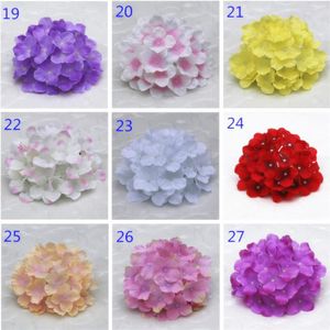 480 Stück gefälschte Hortensienblütenköpfe, künstliche Seidenhortensien, künstliche Blumen, 35 Farben für grüne Blumenwanddekoration, 37 Farben