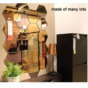 FLULIFE (TM) Geometryczne Sześciokąt Lustro Naklejka ścienna, 16x18 cm 7 sztuk Duży DIY Home Decor, Powiększ salon, Wymienny bezpieczeństwo