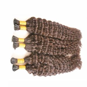 Deep Wave Human I Tip Hair Extension 300S Keratin Stick Tip Hair Extensions 300g Machine Made Remy Pre Bonded Hair Extension 10"-26"