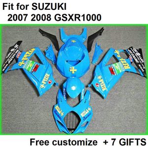 Suzuki GSXR1000 07 için 7 hediyeler kaporta kiti 08 08 gök mavisi kaportalar set GSXR1000 2007 2008 GT63