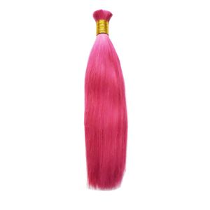 Pink Human Braiding Hair Bulk 100g Brazilian Straight Hair Bulk 1 PC No weft Hair Bundles Free Shipping 10 To 26 Inch