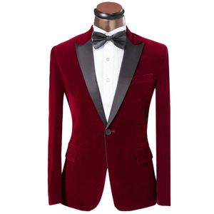 Dostosuj Różowy Czerwony Aksamitny Męska Ślub Tuxedos BrideGroom Groomsmen Blazer Doskonałe Mężczyźni Business Party Prom Suit (Kurtka + Spodnie + Bowstie) 262