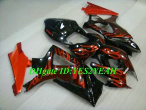 Kit carenatura moto di alta qualità per SUZUKI GSXR1000 K7 07 08 GSXR 1000 2007 2008 ABS Fiamme rosse Set carenature nere + Regali SX16