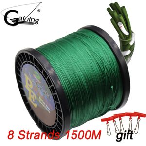 1500m Super Strong Japan Multifilament 100% PE Flätad Fiske Linje 8 Strands Flätade ledningar